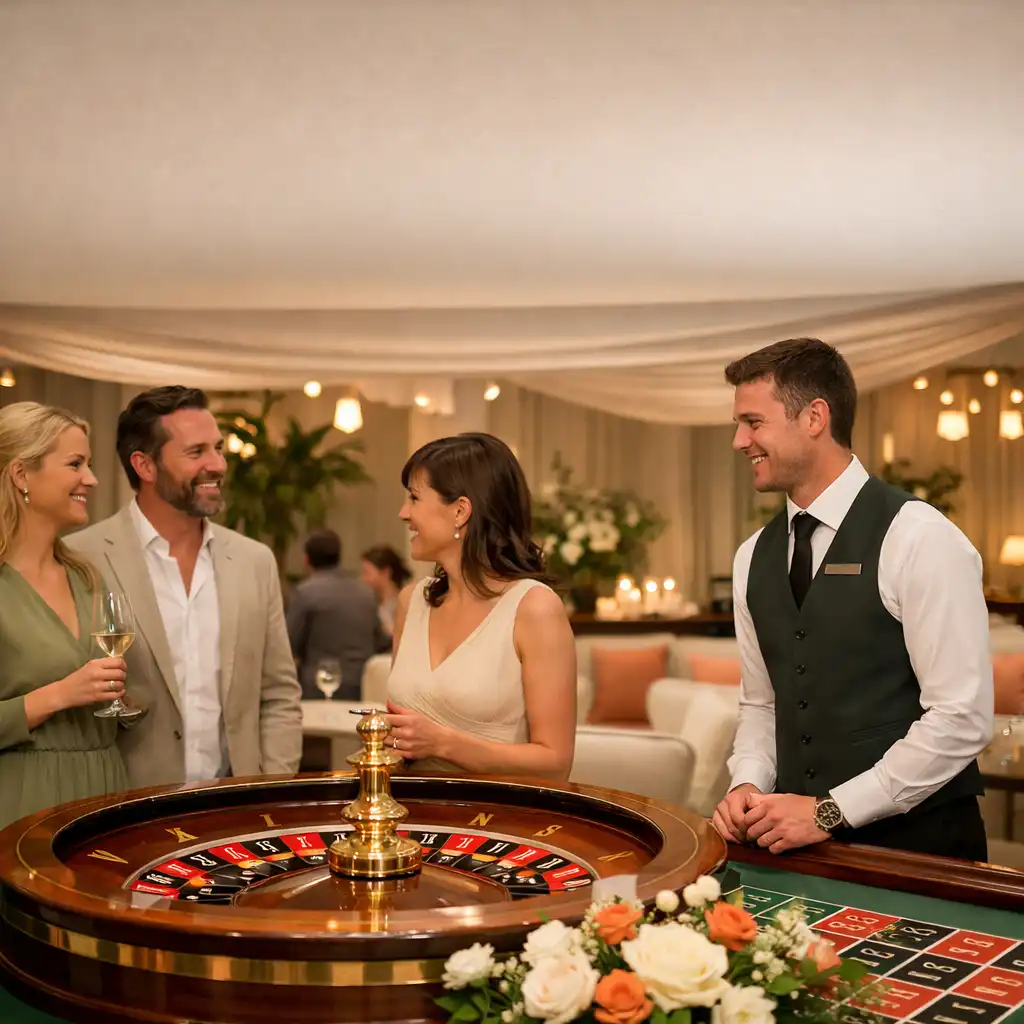 Rulett ihlette társasági állomás világos lounge enteriőrben